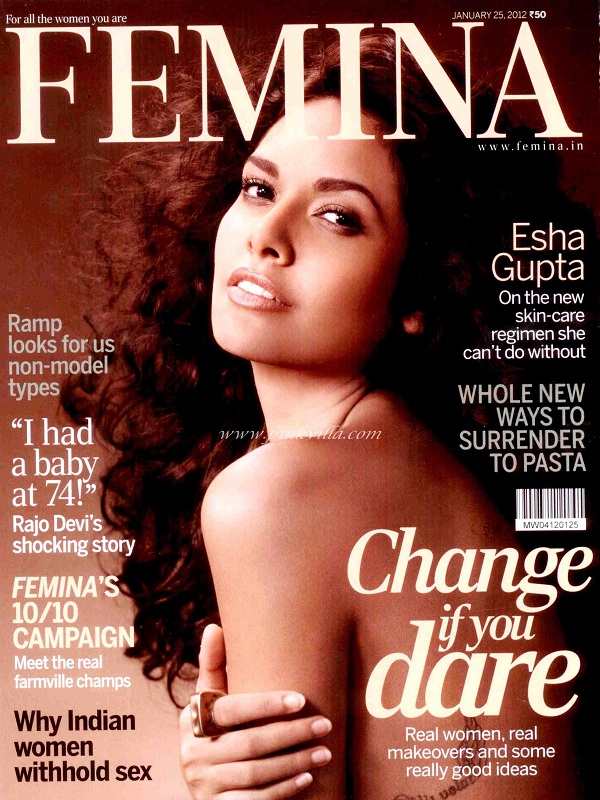 Esha Gupta on the Femina Cover for Janurary 2012 